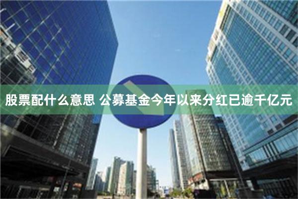 股票配什么意思 公募基金今年以来分红已逾千亿元