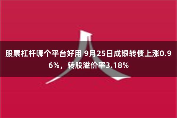 股票杠杆哪个平台好用 9月25日成银转债上涨0.96%，转股溢价率3.18%