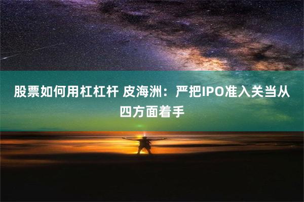 股票如何用杠杠杆 皮海洲：严把IPO准入关当从四方面着手